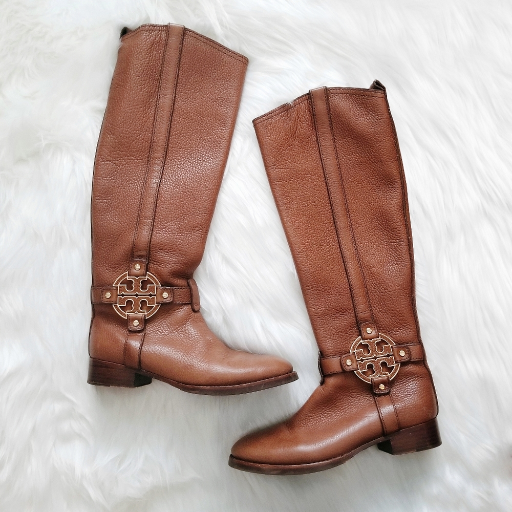 TORY BURCH Brown Amanda Leather Tall Riding Boots